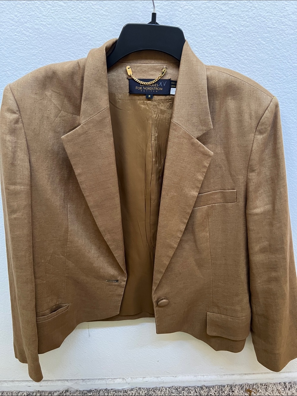 Nordstrom Brown Linen Blend Cropped Blazer